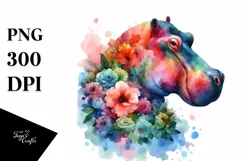 Abstract Watercolor Vibrant Hippo Clipart Product Image 1