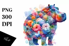 Abstract Watercolor Vibrant Hippo Clipart Product Image 3