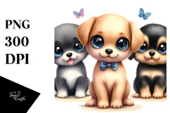 Cute Baby Puppy with Big Eyes Clipart Product Image 1