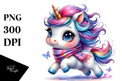 Cute Baby Unicorn Running, PNG Product Image 1