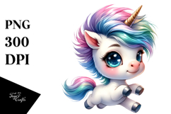 Cute Baby Unicorn Running, PNG Product Image 1