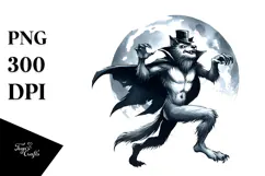Watercolor Werewolf Halloween Clipart, Transparent PNG Product Image 1
