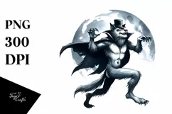Watercolor Werewolf Halloween Clipart, Transparent PNG Product Image 1