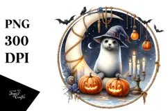 Seal Dressed for Halloween, Watercolor PNG Product Image 1
