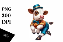 Colorful Baby Cow in Quickstep Dancer Outfit, PNG Product Image 1