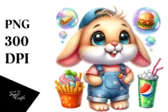 Baby Bunny with Summer Clothes, Vibrant PNG Product Image 1