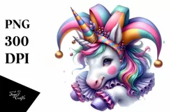 Colorful Baby Unicorn Jester's Hat PNG Product Image 1