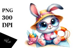 Baby Bunny with Summer Clothes, Vibrant PNG Product Image 1