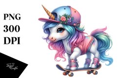 colorful baby unicorn with Skateboarder&#039;s Gear, Sublimation Product Image 3