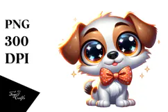 Silly Cartoon Puppy with Bow Tie PNG Product Image 1