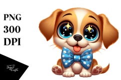 Silly Cartoon Puppy with Bow Tie PNG Product Image 1