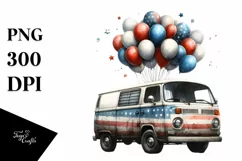 Vintage Dirty Van Balloons USA Flag Colors | Sublimation | Product Image 1