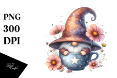 Cute Gnome with Cosmos Cup PNG Product Image 1