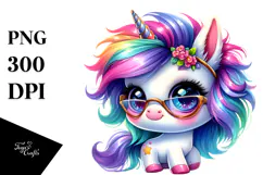 Cool Haircut Unicorn, Cheerful PNG Product Image 1
