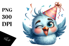 Excited Bird with Party Hat, Transparent PNG Product Image 1