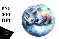 Baby Rhino on Moon | Sublimation | Clipart Product Image 4