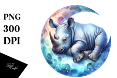 Baby Rhino on Moon | Sublimation | Clipart Product Image 1