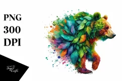 Abstract Vibrant Watercolor Bear PNG Product Image 3