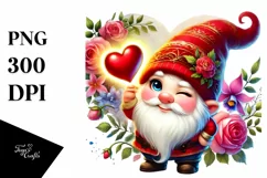 Valentines Gnome with Heart Sunglasses Showing Heart Sign Product Image 1