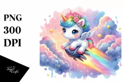 Colorful Baby Unicorn PNG Product Image 1