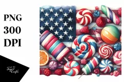 Watercolor Vintage Candy in USA Flag Product Image 3