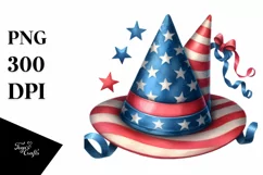 Watercolor Vintage Party Hat with USA Flag | Sublimation | Product Image 1