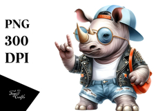 Energetic Baby Rhino PNG Product Image 1