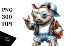 Energetic Baby Rhino PNG Product Image 1