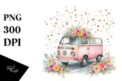 Vintage Van Confetti Sublimation Clipart Product Image 1