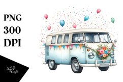 Vintage Van Confetti Sublimation Clipart Product Image 3