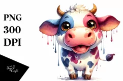 Funny Cute Cow Smiling with Tongue Out and Dripping | Product Image 1