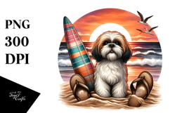 Watercolor Shih Tzu by the Beach Product Image 1