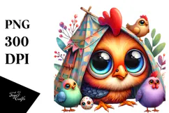 Vibrant Baby Rooster with Tiny Tent PNG Product Image 1