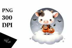 Cute Halloween Baby Cow PNG Product Image 3