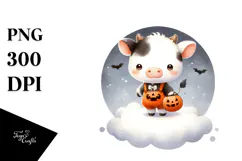 Cute Halloween Baby Cow PNG Product Image 1