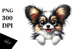 Funny Peek-a-Boo Papillon | Watercolor Product Image 1