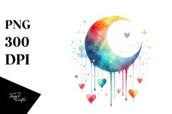 Simple Moon with Hanging Hearts PNG Product Image 1