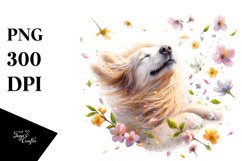 Dog Tumbling Spring Petals Wind | Sublimation | Clipart Product Image 1