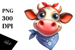 Cow Funny Cow Portrait with Goofy Smile and Houswife Bandana Product Image 3