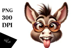 Goofy Donkey with Oversized Sunglasses PNG Product Image 1