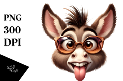 Goofy Donkey with Oversized Sunglasses PNG Product Image 1