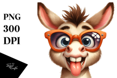 Sassy Cute Donkey, Balanced Negative Space PNG Product Image 1