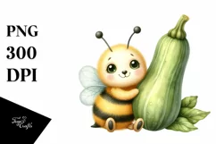 Funny Baby Bee Watercolor Clipart Product Image 1