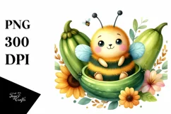 Funny Baby Bee Watercolor Clipart Product Image 3