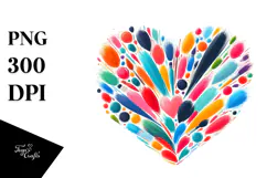 Colorful Heart Paintbrush Style PNG Product Image 1