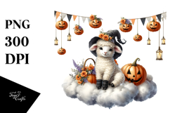 Halloween Lamb on Cloud, Watercolor Product Image 1