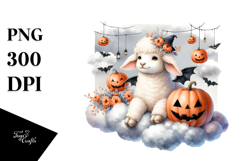 Halloween Lamb on Cloud, Watercolor Product Image 1