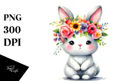 Cute Cartoon Flower Rabbit with Vibrant Flower Crown Product Image 1