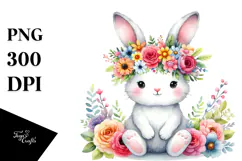Cute Cartoon Flower Rabbit with Vibrant Flower Crown Product Image 1