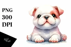 Cute Watercolor Bulldog Clipart Product Image 1